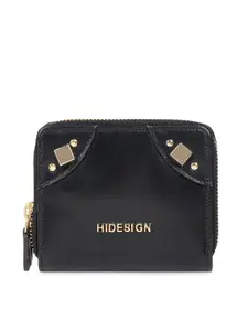Hidesign Women Black Solid Zip Around Wallet