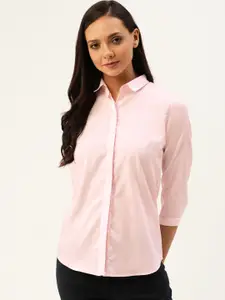 Hancock Women Pink Premium Slim Fit Wrinkle Free Solid Formal Shirt