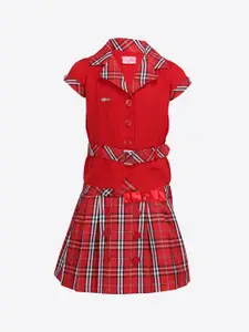 CUTECUMBER Girls Red Solid Top with Skirt