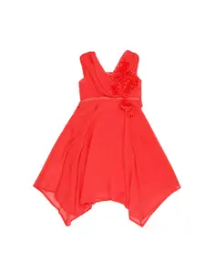 Pantaloons Junior Girls Pink Solid Wrap Dress