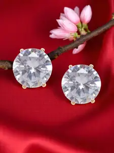 OOMPH Gold-Toned & White Handcrafted Circular Studs