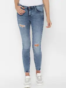 Allen Solly Woman Blue Regular Fit Mid-Rise Mildly Distressed Stretchable Jeans