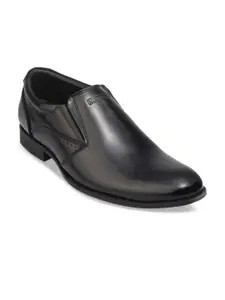 Red Chief Men Black Solid Leather Formal Slip-Ons