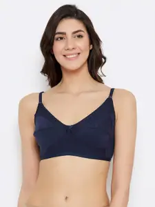 Clovia Navy Blue Solid Non-Wired Non Padded Everyday Bra