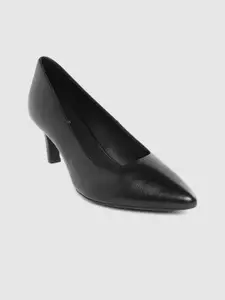 Geox Women Black Leather Solid Pumps
