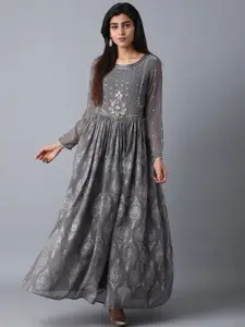 WISHFUL Women Grey Printed Maxi Dress