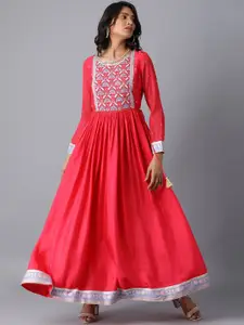 WISHFUL Women Pink Embroidered Maxi Dress