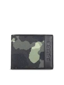 Police Men Black Printed Two Fold Leather Wallet