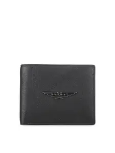 Police Men Black Solid Genuine Leather Two Fold Wallet