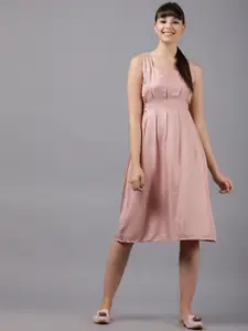 Tokyo Talkies Women Pink Solid Empire Dress