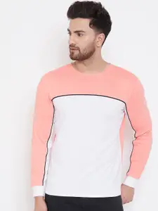 GRITSTONES Men Pink Colourblocked Round Neck T-shirt