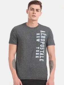 Aeropostale Men Grey Applique Round Neck T-shirt