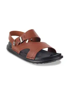 Mochi Men Brown Comfort Leather Sandals