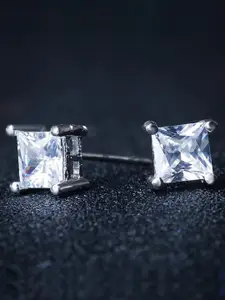 OOMPH Silver-Toned Square Studs