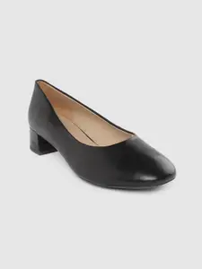 Geox Women Black Solid Leather Pumps