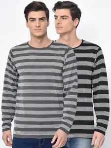 MACK JONNEY Men Pack of 2 Striped Round Neck T-shirts