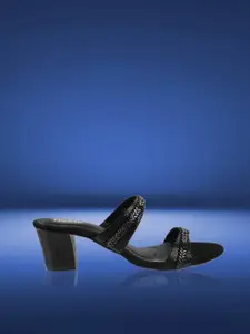 Mochi Women Black Embellished Sandals