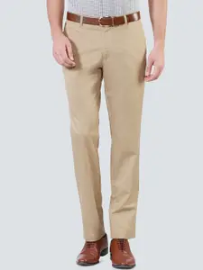 Louis Philippe Men Khaki Slim Fit Solid Formal Trousers