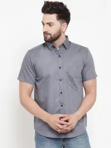 JAINISH Men Grey Classic Slim Fit Solid Casual Shirt