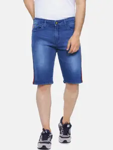Campus Sutra Men Blue Washed Slim Fit Denim Shorts