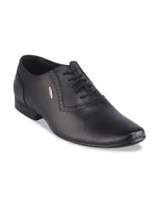 Red Chief Men Black Solid Leather Formal Oxfords