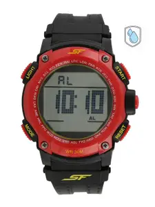 Sonata Men Black & Red Digital Watch NL77073PP01A