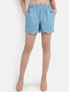 Aditi Wasan Women Blue Solid Regular Fit Denim Shorts
