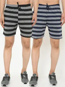 VIMAL JONNEY Men Pack Of 2 Striped Regular Fit Regular Shorts