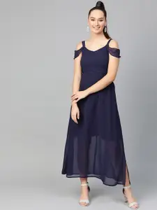Zima Leto Women Navy Blue Solid Maxi Dress