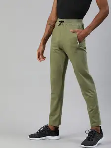 TOM BURG Men Olive Green Solid Slim Fit Track Pants