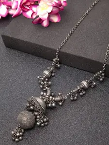 Moedbuille Silver-Plated Oxidised Afghan Handcrafted Necklace