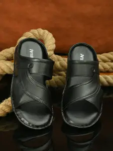 Fashion Victim Men Black Leather Sandals