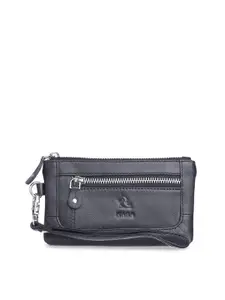 Kara Women Black Leather Zip Around Wallet