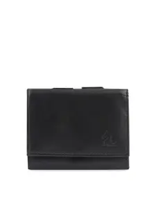 Kara Women Black Solid Three Fold Leather Wallet