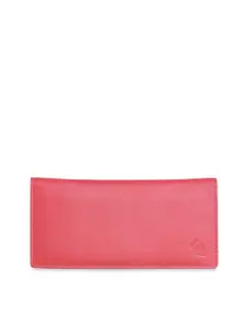 Kara Women Coral Red Solid Leather Two Fold Wallet