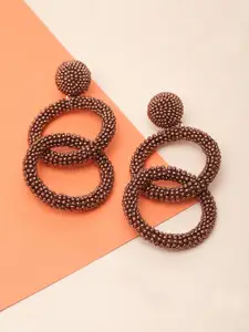Madame Brown Circular Handcrafted Beaded Drop Earrings
