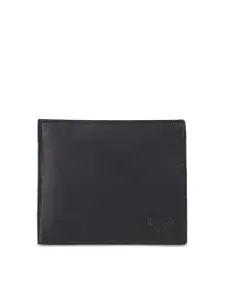Bern Men Black Solid Leather Two Fold Wallet