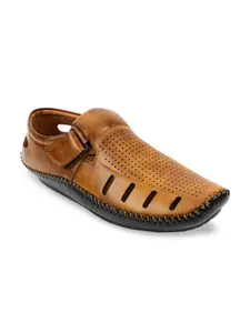 Fashion Victim Men Tan Brown Shoe-Style Sandals