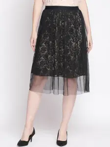 Forever Glam by Pantaloons Women Black Self Design Flared Midi Skirt