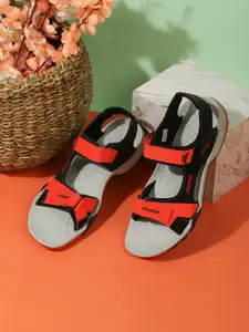 FURO by Red Chief Men Black & Red Colourblocked Sports Sandals