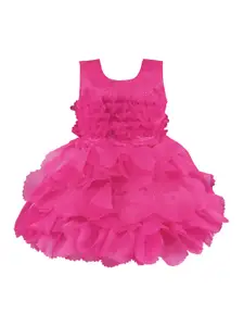 Wish Karo Infant Pink Solid Layered Fit and Flare Dress