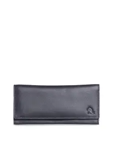 Kara Women Black Solid Leather Envelope Wallet