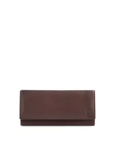 Kara Women Tan Brown Solid Leather Two Fold Wallet