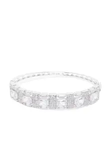 JEWELS GEHNA Women Silver- Plated AD Stone Studded Handcrafted Bangle Style Bracelet