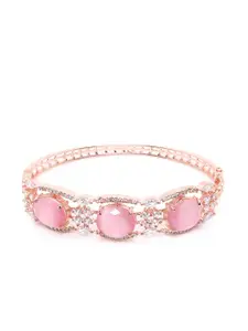 JEWELS GEHNA Pink Rose Gold-Plated AD-Studded Handcrafted Bangle-Style Bracelet