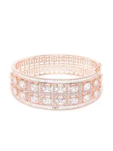 JEWELS GEHNA Rose Gold-Plated Handcrafted AD-Studded Bangle-Style Bracelet