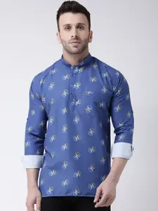 Hangup Men Blue & Blue Printed Straight Kurta