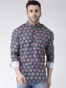Hangup Men Blue & Red Printed Straight Kurta