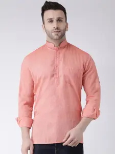 Hangup Men Orange Solid Straight Kurta