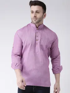 Hangup Men Purple Solid Straight Kurta